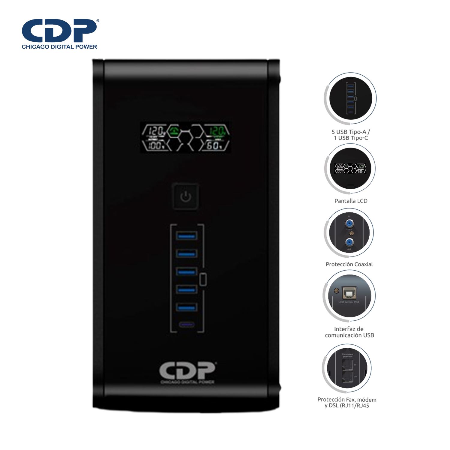 Ups Interactiva R-Smart1510I 1500Va 900W 5 Usb 10 Salidas